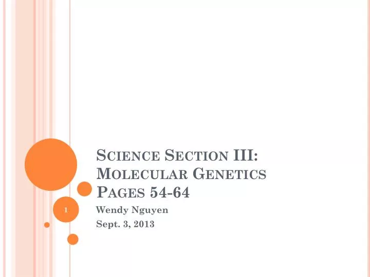 science section iii molecular genetics pages 54 64