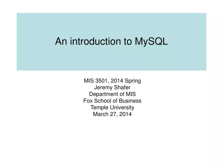 an introduction to mysql