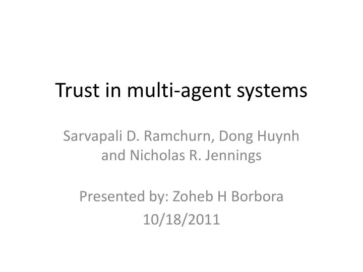 trust in multi agent systems