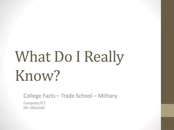 what do i really know