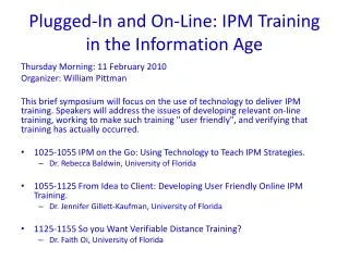 Plugged-In and On-Line: IPM Training in the Information Age