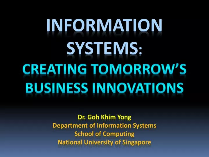 information systems creating tomorrow s business innovations