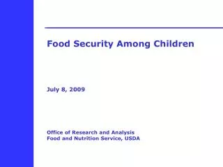 Food Security Among Children