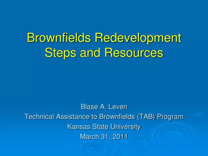 brownfields redevelopment steps and resources