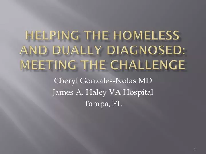 helping the homeless and dually diagnosed meeting the challenge