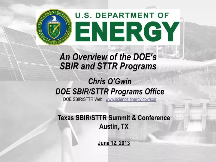 an overview of the doe s sbir and sttr programs