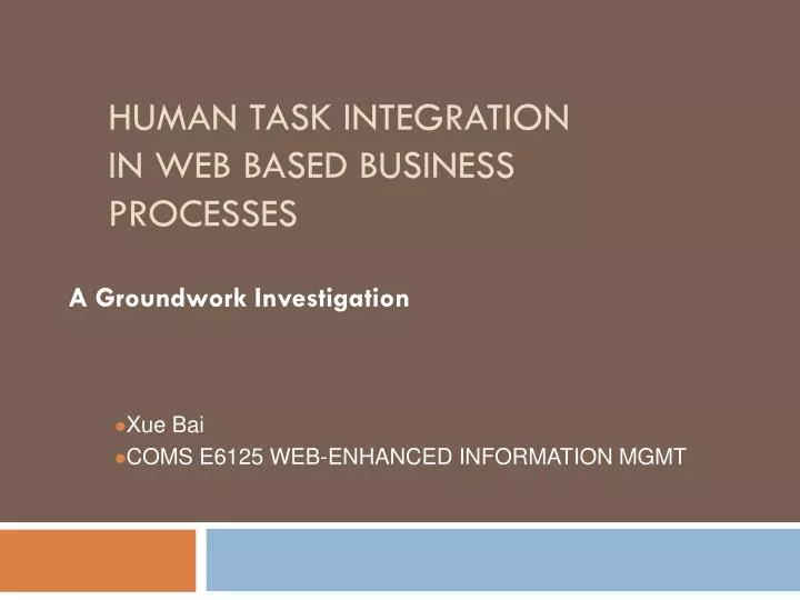 human task integration in web based business processes