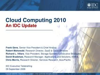 Cloud Computing 2010 An IDC Update