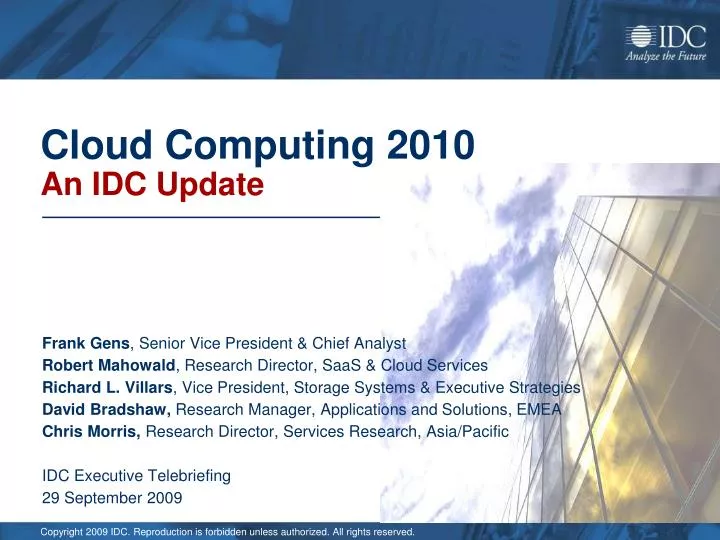 cloud computing 2010 an idc update