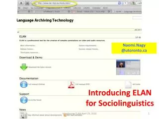 Introducing ELAN for Sociolinguistics