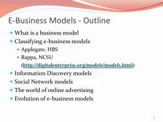 E-Business Models - Outline