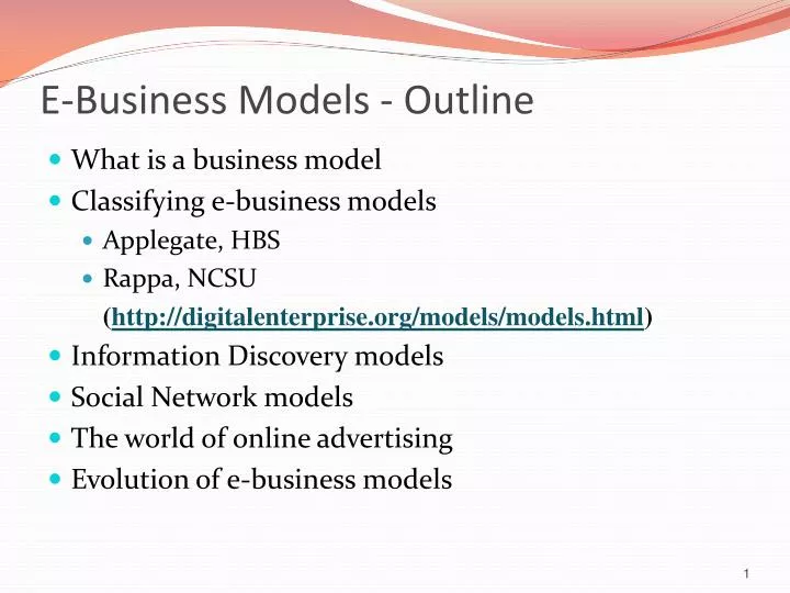 e business models outline