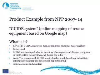 Product Example from NPP 2007- 14