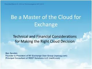 Be a Master of the Cloud for Exchange