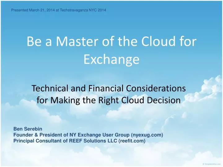 be a master of the cloud for exchange