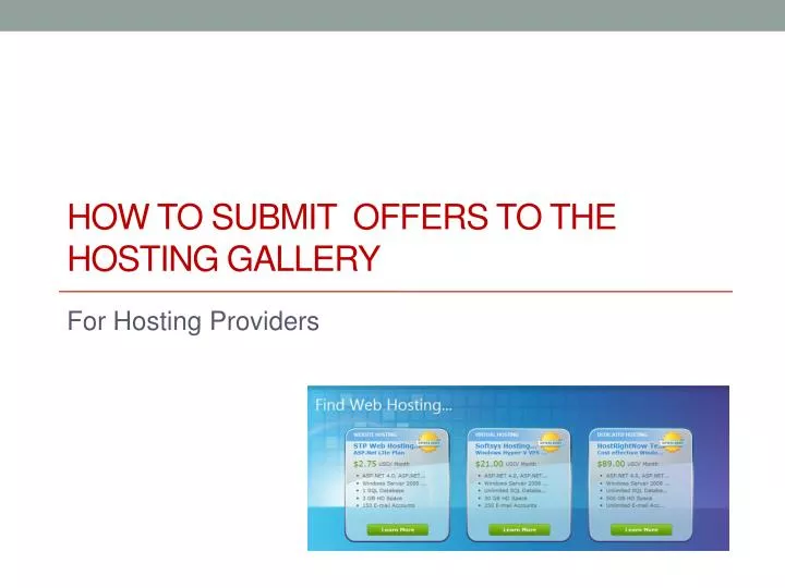 how to submit offers to the hosting gallery