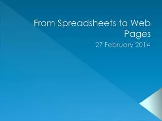 From Spreadsheets to Web Pages