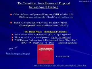 The Transition: from Pre-Award Proposal to Post-Award Funding