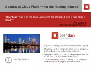 OpenStack Cloud Platform for the Hosting Industry