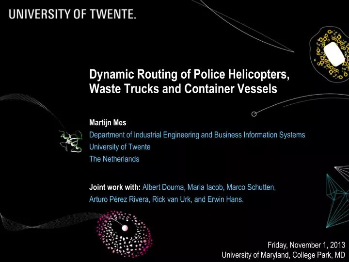 dynamic routing of police helicopters waste trucks and container vessels