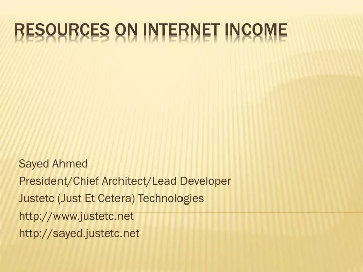 resources on internet income