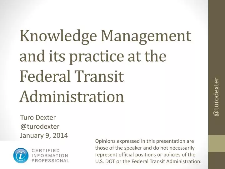 knowledge management and its practice at the federal transit administration