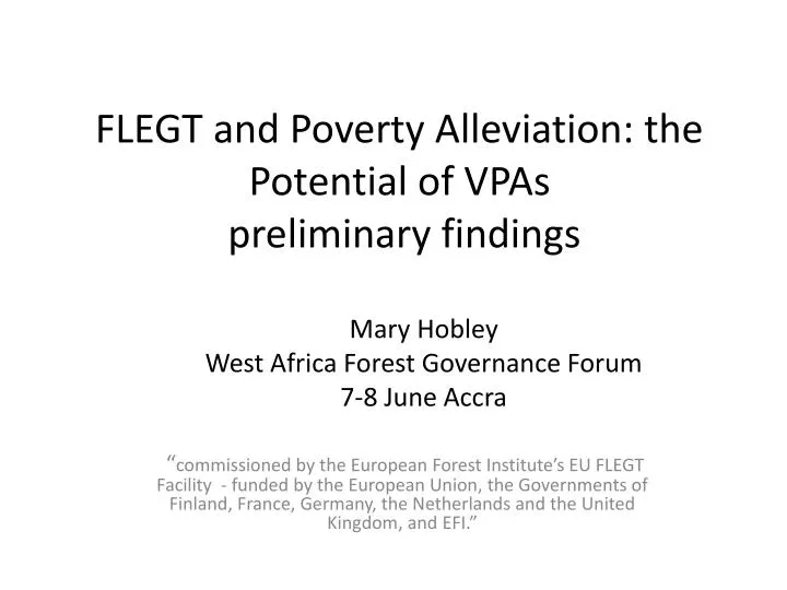 flegt and poverty alleviation the potential of vpas preliminary findings