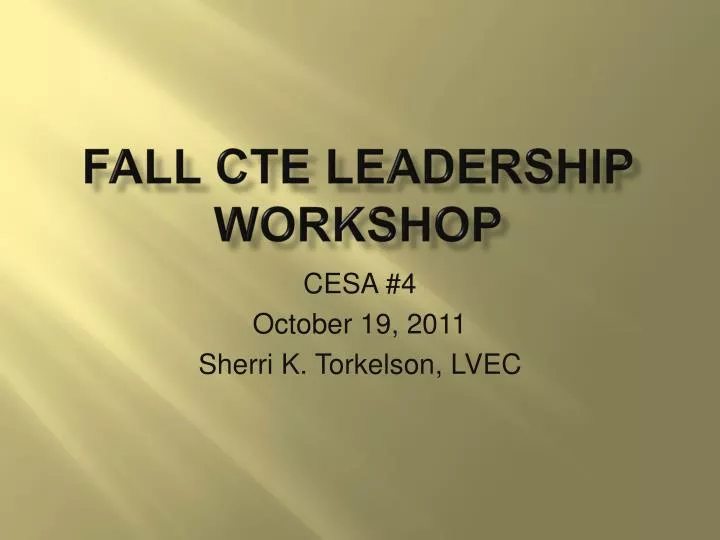 fall cte leadership workshop