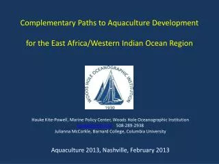 Complementary Paths to Aquaculture Development for the East Africa/Western Indian Ocean Region