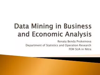 Data Mining in Business and Economic Analysis