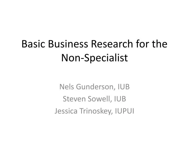 basic business research for the non specialist