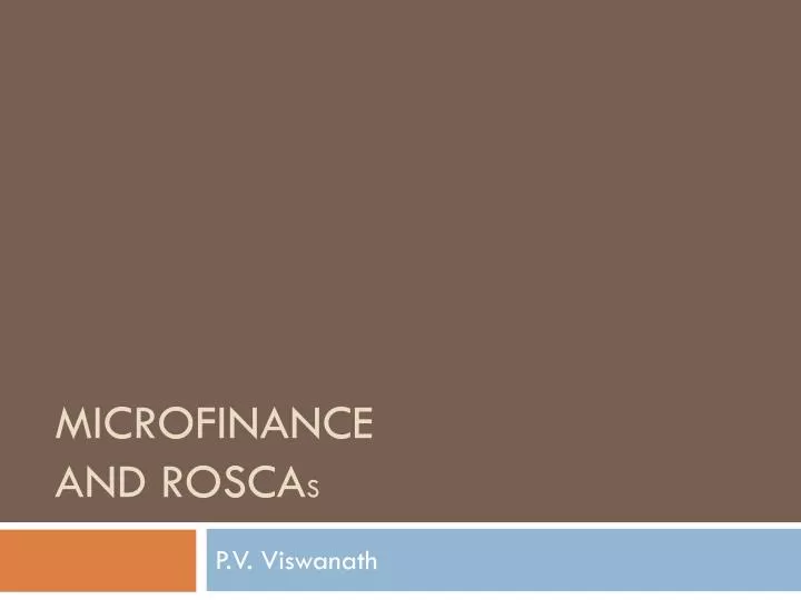 microfinance and rosca s
