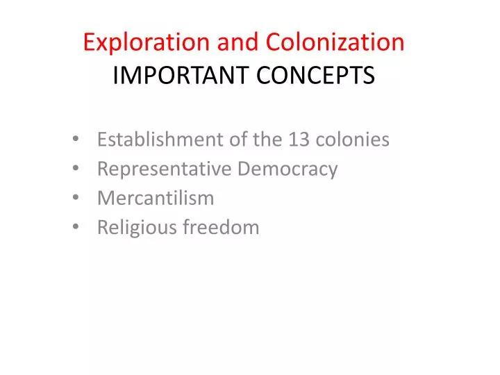 exploration and colonization important concepts