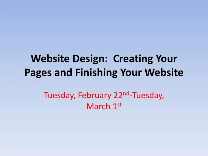 website design creating your pages and finishing your website