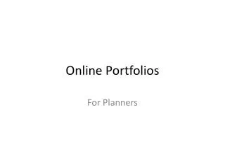 Online Portfolios