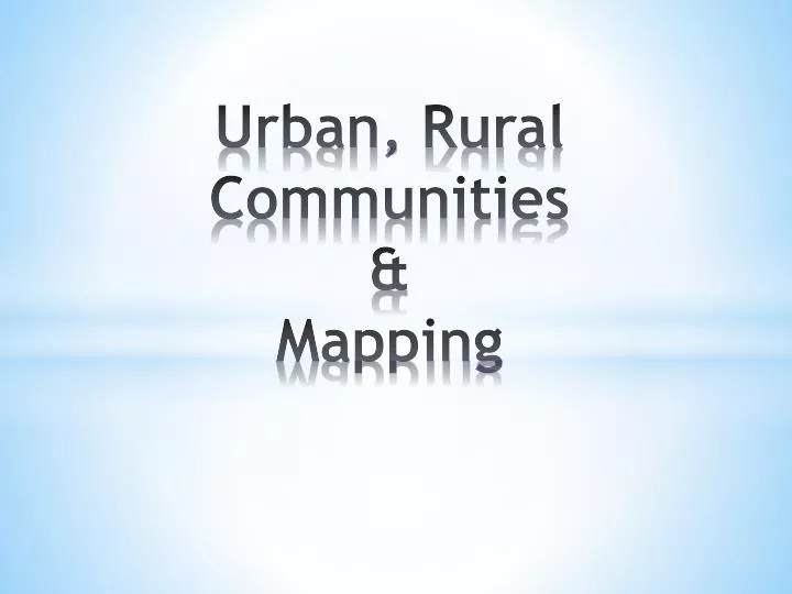 urban rural communities mapping