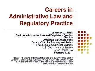 Careers in Administrative Law and Regulatory Practice