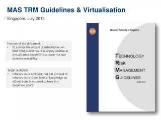 MAS TRM Guidelines &amp; Virtualisation