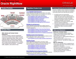 Quick Reference Card: Oracle RightNow