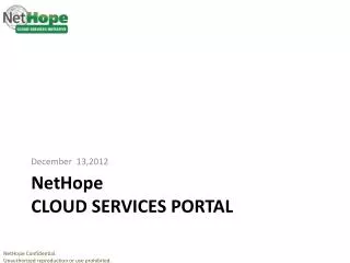 NetHope CLOUD services Portal