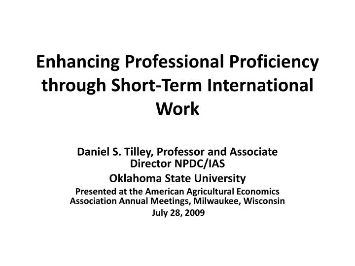 enhancing professional proficiency through short term international work
