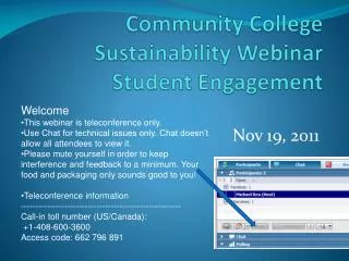 Community College Sustainability Webinar Student Engagement