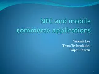 NFC and mobile commerce applications