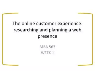 The online customer experience: researching and planning a web presence