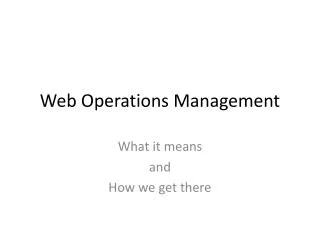 Web Operations Management