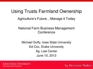 Using Trusts Farmland Ownership