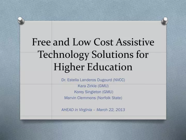 free and low cost assistive technology solutions for higher education