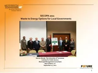 SECOPA 2011 		Waste to Energy Options for Local Governments