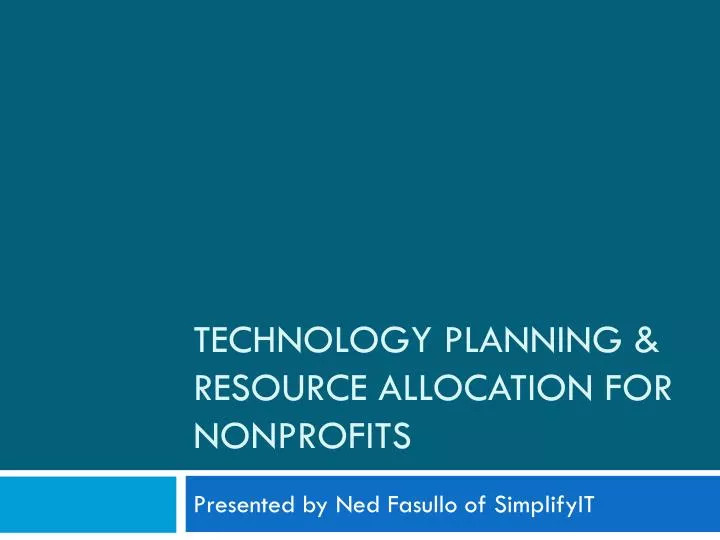 technology planning resource allocation for nonprofits