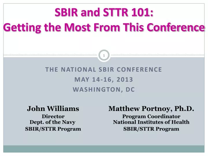 sbir and sttr 101 getting the most from this conference